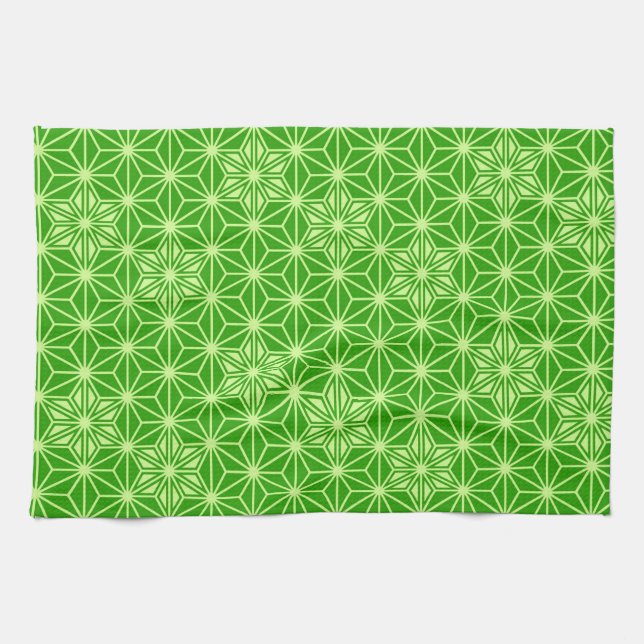 Japanese Asanoha pattern - lime green Kitchen Towel (Horizontal)