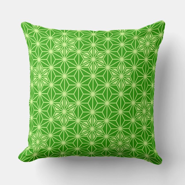 Japanese Asanoha pattern - lime green Throw Pillow (Front)