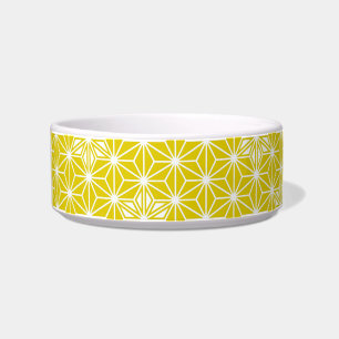 Japanese Asanoha pattern - mustard gold and white Bowl