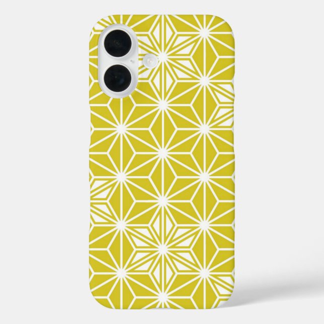 Japanese Asanoha pattern - mustard gold and white Case-Mate iPhone Case (Back)