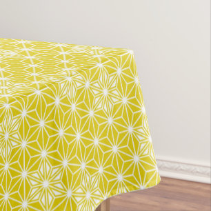 Japanese Asanoha pattern - mustard gold and white Tablecloth
