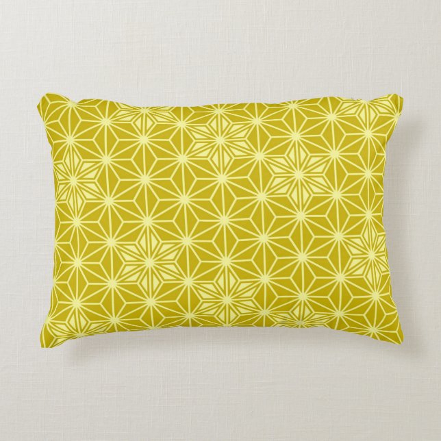 Japanese Asanoha pattern - mustard gold Decorative Pillow (Front)