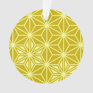 Japanese Asanoha pattern - mustard gold Ornament
