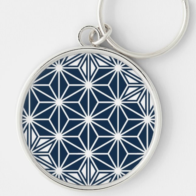 Japanese Asanoha pattern - navy blue Keychain (Front)