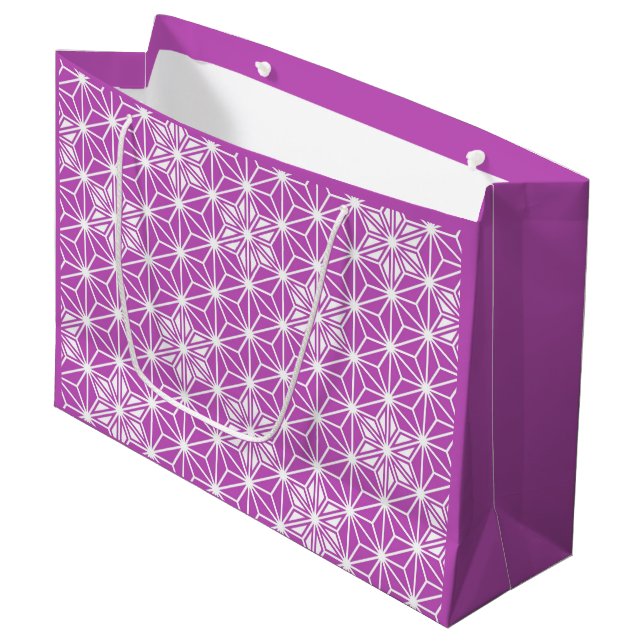 Japanese Asanoha pattern - orchid Large Gift Bag (Front Angled)