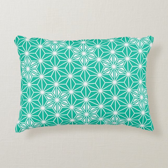Japanese Asanoha pattern - peacock blue Decorative Pillow (Front)