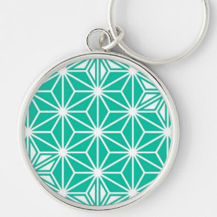 Japanese Asanoha pattern - peacock blue Keychain