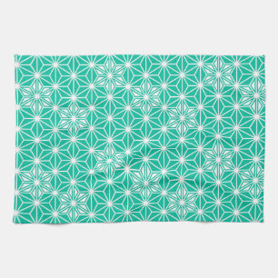 Japanese Asanoha pattern - peacock blue Kitchen Towel