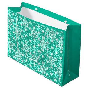 Japanese Asanoha pattern - peacock blue Large Gift Bag