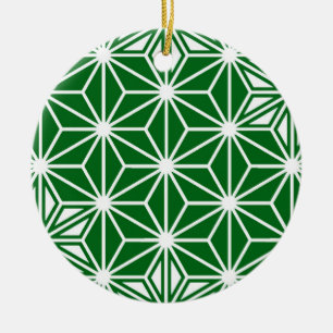 Japanese Asanoha pattern - pine green Ceramic Ornament