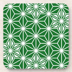 Japanese Asanoha pattern - pine green Coaster