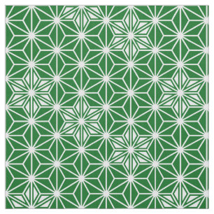 Japanese Asanoha pattern - pine green Fabric
