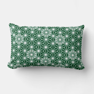 Japanese Asanoha pattern - pine green Lumbar Pillow