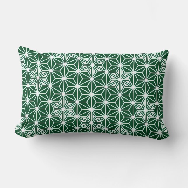 Japanese Asanoha pattern - pine green Lumbar Pillow (Front)