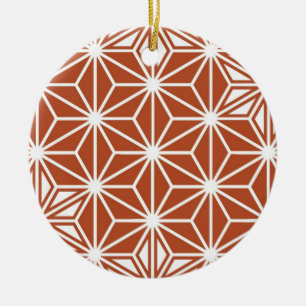 Japanese Asanoha pattern - terracotta Ceramic Ornament