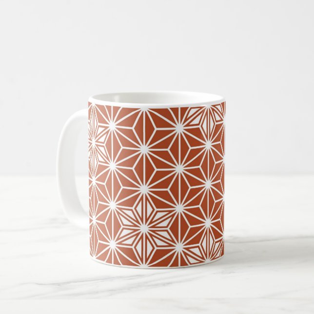 Japanese Asanoha pattern - terracotta Coffee Mug (Front Left)