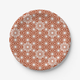 Japanese Asanoha pattern - terracotta Paper Plate