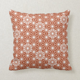 Japanese Asanoha pattern - terracotta Throw Pillow