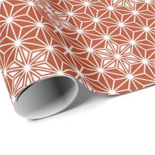 Japanese Asanoha pattern - terracotta Wrapping Paper