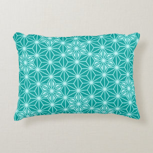 Japanese Asanoha pattern - turquoise Decorative Pillow