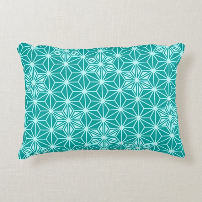 Japanese Asanoha pattern - turquoise Decorative Pillow (Front)