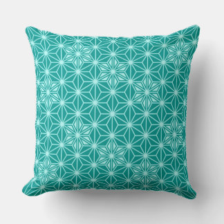 Japanese Asanoha pattern - turquoise Throw Pillow