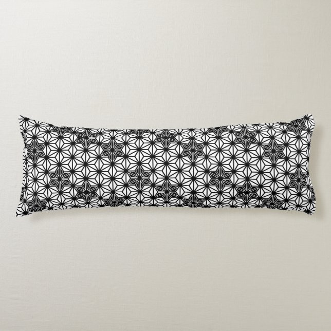 Japanese Asanoha pattern - white and black Body Pillow (Front)