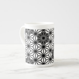 Japanese Asanoha pattern - white and black Bone China Mug