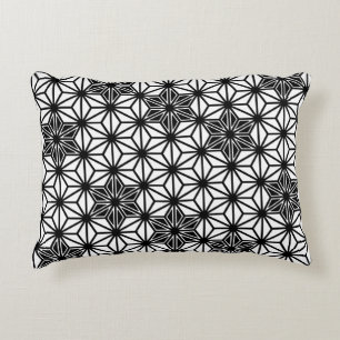 Japanese Asanoha pattern - white and black Decorative Pillow