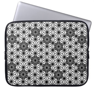 Japanese Asanoha pattern - white and black Laptop Sleeve