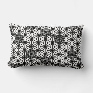 Japanese Asanoha pattern - white and black Lumbar Pillow