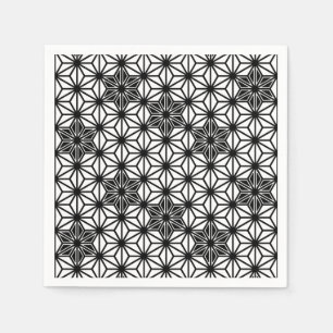 Japanese Asanoha pattern - white and black Napkin