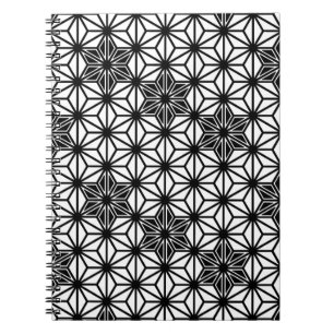 Japanese Asanoha pattern - white and black Notebook