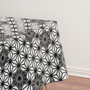 Japanese Asanoha pattern - white and black Tablecloth