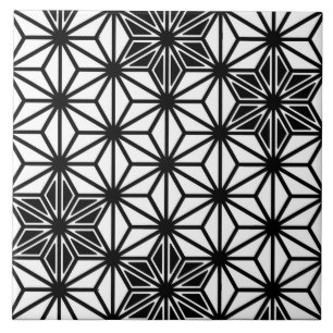 Japanese Asanoha pattern - white and black Tile