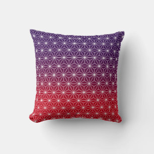 Japanese Asanoha Traditional Pattern Red & Purple Throw Pillow