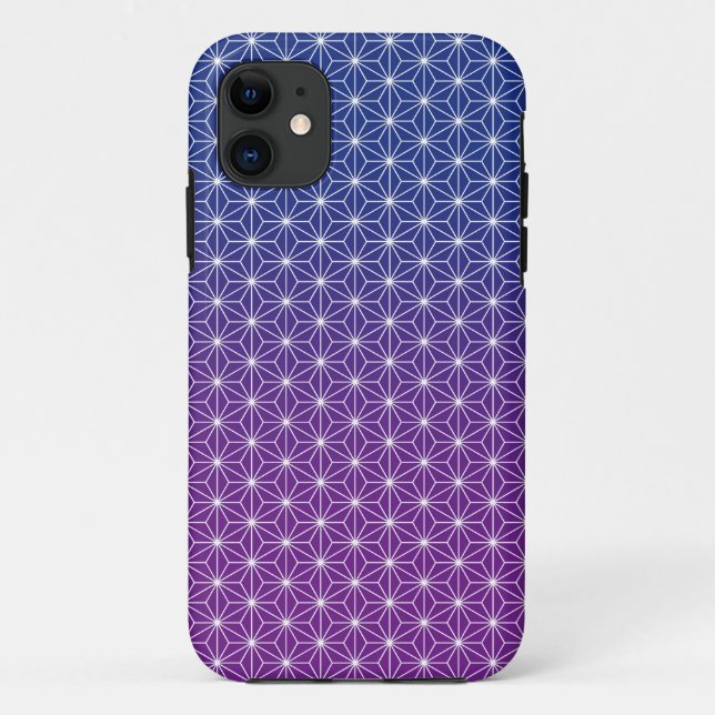 Japanese Asanoha Traditional Print Blue & Purple Case-Mate iPhone Case (Back)