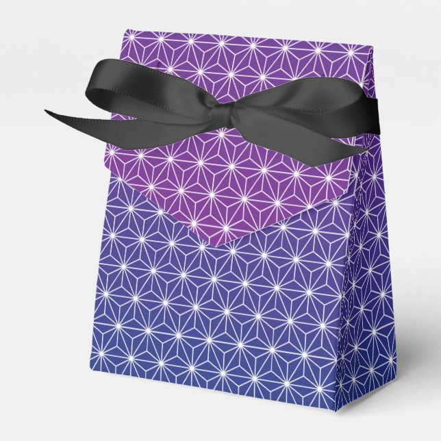 Japanese Asanoha Traditional Print Blue & Purple Favor Box (Front Side)