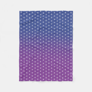 Japanese Asanoha Traditional Print Blue & Purple Fleece Blanket