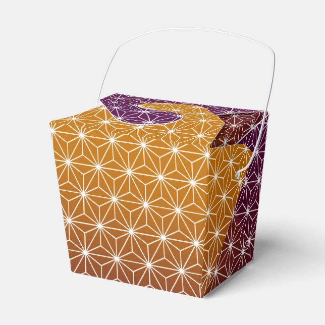 Japanese Asanoha Traditional Print Burgundy & Gold Favor Box (Front Side)