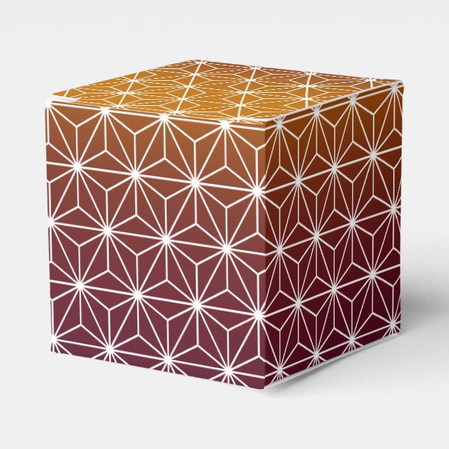 Japanese Asanoha Traditional Print Burgundy & Gold Favor Box (Front Side)