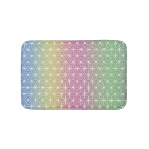 Japanese Asanoha Traditional Print Pastel Rainbow Bath Mat