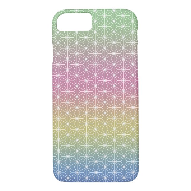 Japanese Asanoha Traditional Print Pastel Rainbow Case-Mate iPhone Case (Back)