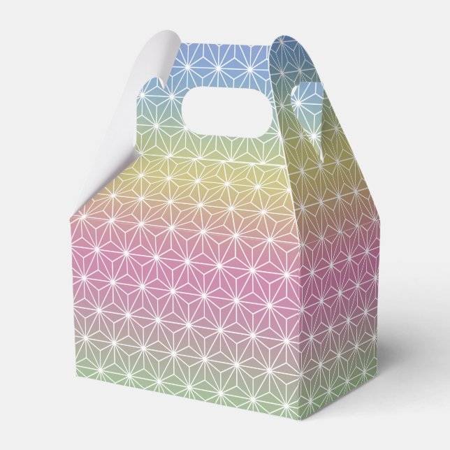 Japanese Asanoha Traditional Print Pastel Rainbow Favor Box (Front Side)