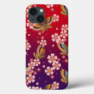 Japanese Asanoha Traditional Print Red & Purple iPhone 13 Case