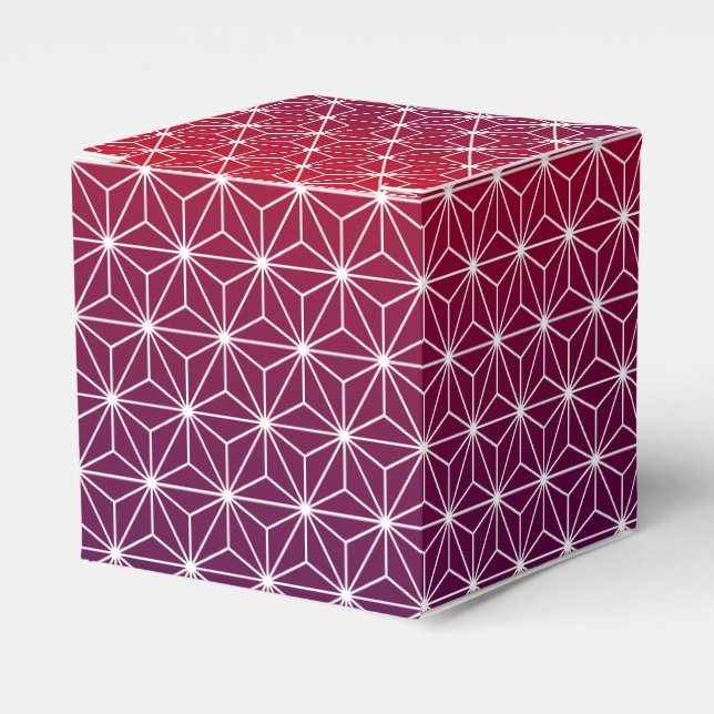 Japanese Asanoha Traditional Print Red & Purple Favor Box (Front Side)