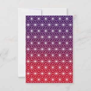 Japanese Asanoha Traditional Print Red & Purple Thank You Card