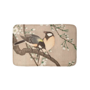 Japanese Asian Bird Chickadee Songbird Bath Mat