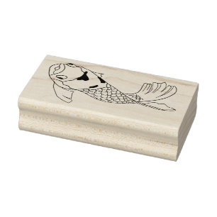 Japanese Asian Koi Art Rubber Stamp