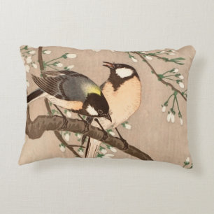 Japanese Asian Koson Bird Chickadee Songbird Accent Pillow